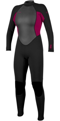 2026 ONeill Dame Reactor -2 3/2mm Back Zip Våddragt 5042B - Black / Punk Pink