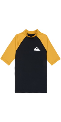 2026 Quiksilver Junior Everyday UPF50 Kortærmet Lycra-vest AQBWR03064 - Black / Mineral Yellow