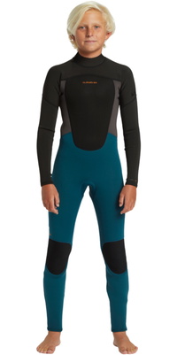 2026 Quiksilver Junior Prologue 3/2mm Back Zip Flatlock Våddragt EQBW103121 - Midnight Turquoise