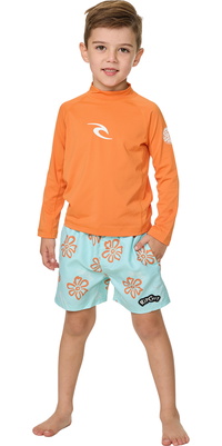 2026 Rip Curl Langærmet Lycra-vest Til Småbørn Med Bølgemønster Og UPF-beskyttelse 12VTRV - Vitamin C