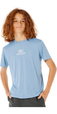 2026 Rip Curl Junior Icons Surflite UPF Kortærmet Rash Tee 12ABRV - Faded Denim
