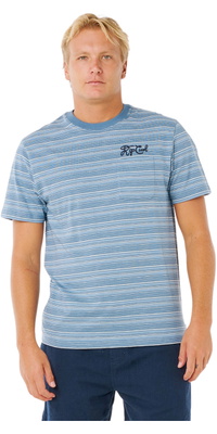 2026 Rip Curl Herre Stillehavsrinse Stripe T-shirt 0XAMTE - Faded Denim