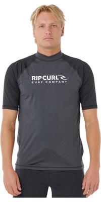 2026 Rip Curl Shock UPF Kortærmet Lycra-vest Til Mænd 16HMRV - Black Marle