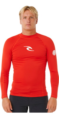 2026 Rip Curl Herre Waves UPF Performance Langærmet Lycra-vest 16FMRV - Lava Rød