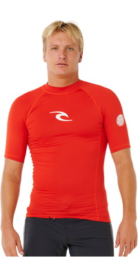 2026 Rip Curl Herre-Waves UPF- Performance -lycra-vest Med Korte ærmer 16MMRV - Lava Rød