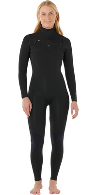 2026 Rip Curl Kvinders Dawn Patrol Pro 3/2mm Chest Zip Våddragt 16UWFS - Black