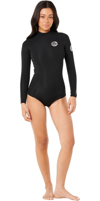 2026 Rip Curl Dame G-Bomb 1mm Langærmet Back Zip Springsuit Våddragt 13IWSP - Black