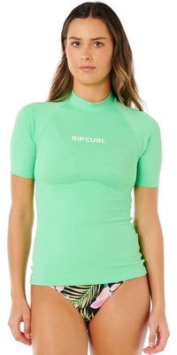 2026 Rip Curl -damebluse Molokai Kortærmet Ensfarvet UPF-lycra-vest 19QWRV - Green