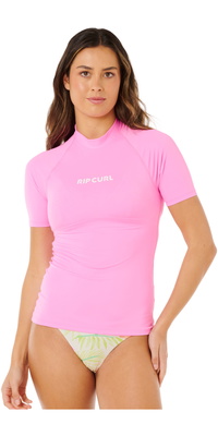 2026 Rip Curl -damebluse Molokai Kortærmet Ensfarvet UPF-lycra-vest 19QWRV - Super Pink