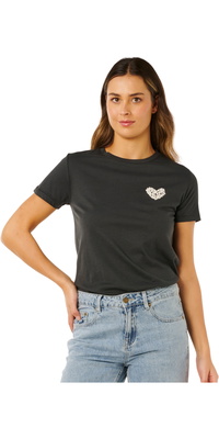 2026 Rip Curl -T-shirt Til Kvinder Med RC Heart-logoer 0MWWTE - Washed Black