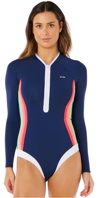 2026 Rip Curl Surf-dragt Med Striber Til Kvinder, UPF 19YWRV - Dark Navy