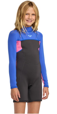 2026 Roxy Junior Prologue+ 2/2mm Lange ærmer Back Zip Shorty Våddragt 26RW243501 - Cobalt