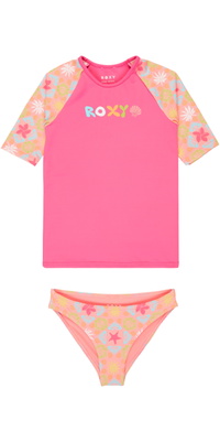 2026 Roxy Junior Check-sæt I Lycra Med Korte ærmer ERLWR03357 - Plumeria Hippie Hour Diagonal