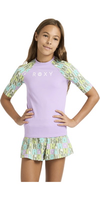 2026 Roxy Junior Roxy Active Kortærmet Lycra Lycra Vest ERGWR03486 - Oil Green Letter Up