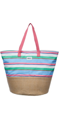 2026 Roxy Waikiki Liv Tote Taske ERJBT03402 - Cloud Dancer Classic Stripe