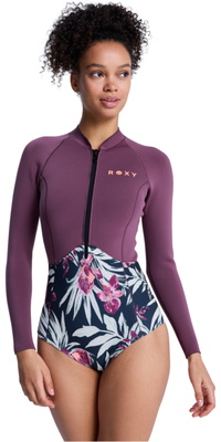 2026 Roxy Dame 1mm Swell Naturfarvet Front Zip Forårsdragt 26BW243506 - Black Multi