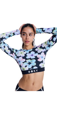 2026 Roxy Roxy Active Langærmet Crop Top Lycra Vest ERJWR03926 - Anthracite Im Fleur Real
