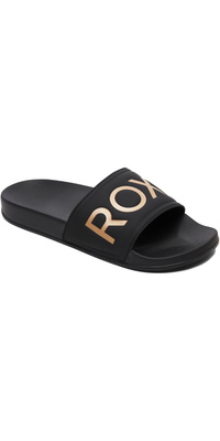 2026 Roxy Slippy II Slider Sandal Til Kvinder ARJL100679 - Black / Gold