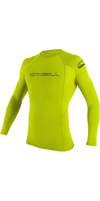 2026 ONeill Mens Basic Skins Langærmet Rash Guard 3342 - Lime