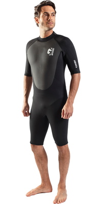 2026 Gul Mænds G-force 3mm Back Zip Shorty Våddragt Gf3305-B7 - Sort