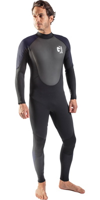 2026 Gul Herre G-Force 3mm Back Zip Flatlock Våddragt GF1305-B7 - Black / Navy