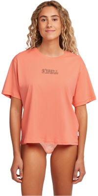 2026 O'Neill Dame Boksformet Rygtryk T-Shirt 1850254 - Funky Peach