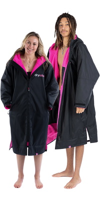 2026 Dryrobe Advance Langærmet Omklædningskåbe DALSV3 - Black / Lyserød