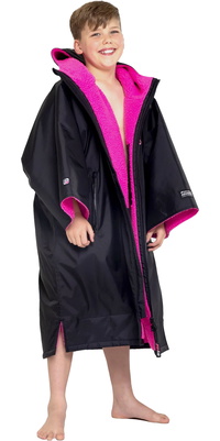 2026 Dryrobe Junior Advance Langærmet Omklædningskåbe V3KSLSDA - Black / Lyserød
