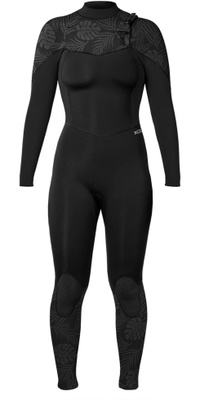 2026 Xcel Dame Comp 4/3mm Chest Zip Våddragt WN43ZXC4P - Black / Palm Udskriv