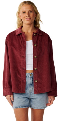 2026 Rip Curl Dame Mindstregifter Vaskede Snorærmede Skjorte 074WSH - Dark Plum