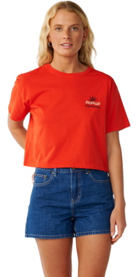 2026 Rip Curl Dame Swell Afgrøde T-Shirt 0P7WTE - Red