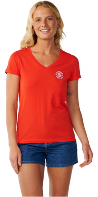 2026 Rip Curl Dame Festbølge V-hals T-shirt 0Q5WTE - Red