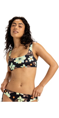 2025 Roxy Dame PT Beach Classics Bikini Bralette Top ERJX305538 - Anthracite Hibiscus Heat Swim