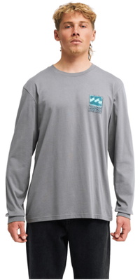 2026 Billabong Herre Frimærke Langærmet T-shirt EBYZT00613 - Pewter