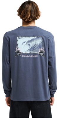 2026 Billabong Herre Retro Plakat Lange ærmede T-shirt EBYZT00615 - Ombre Blue