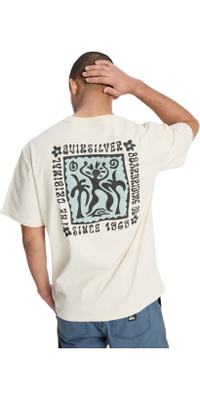 2026 Quiksilver Herre Ro Og Fredfyldt Splash T-Shirt EQYZT08300 - Bone White