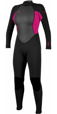 2026 ONeill Dame Reactor -2 3/2mm Back Zip Våddragt 5042B - Black / Punk Pink