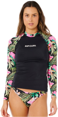 2026 Rip Curl -langærmet Lycra-vest Med Blomsterindsats Til Kvinder, Molokai, 19RWRV - Black