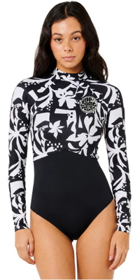 2026 Rip Curl Dame G-Bomb 1.5mm Lange &aelig;rmer Back Zip For&aring;rs V&aring;ddragt 13ZWSP - Black / White