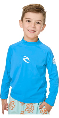 2026 Rip Curl Langærmet Lycra-vest Til Småbørn Med Bølgemønster Og UPF-beskyttelse 12VTRV - Blue Gum