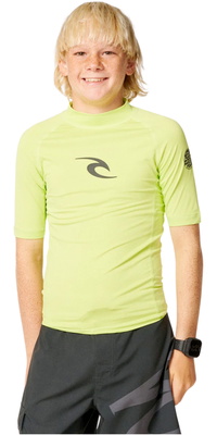 2026 Rip Curl Junior Waves UPF-lycra-vest Med Korte ærmer 136BRV - Lime