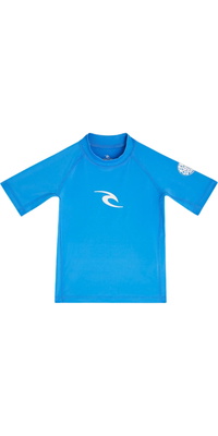 2026 Rip Curl Junior Waves UPF-lycra-vest Med Korte ærmer 136BRV - Blue Gum