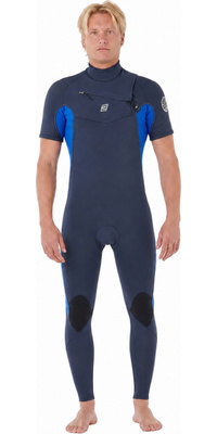 2026 Rip Curl Herre- Dawn Patrol 2/ 2mm Korte ærmer Chest Zip Våddragt 16VMFS - Electric Cobalt