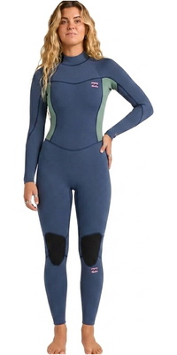 2026 Billabong Womens Synergy 3/2mm Flatlock Back Zip Våddragt 24BW211601 - Stormy Blue