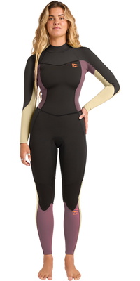 2026 Billabong Kvinders Synergy 4/3mm Back Zip Våddragt 24BW211603 - Grey Violet