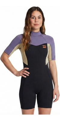 2026 Billabong Womens Synergy 2mm Back Zip Shorty Våddragt ABJW500116 - Grey Violet