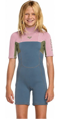 2026 Roxy Junior Prologue+ 2/2mm Back Zip Shorty V&aring;ddragt 26RW253501 - Ash