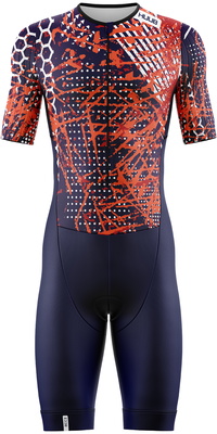 2026 HUUB Herre Collage Tri Suit COLTSNO - Navy / Orange