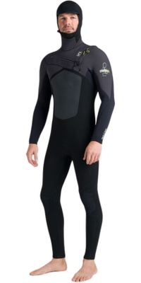 2026 C-Skins Mens Nuwave Rewired 5/4mm Hooded Wetsuit CRW54MH - Black / Meteor / Lime