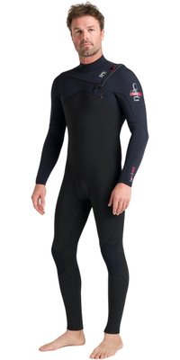 2026 C-Skins Mens Nuwave Session 5/4/3mm Chest Zip Wetsuit CSE54MC - Black / Black / Red